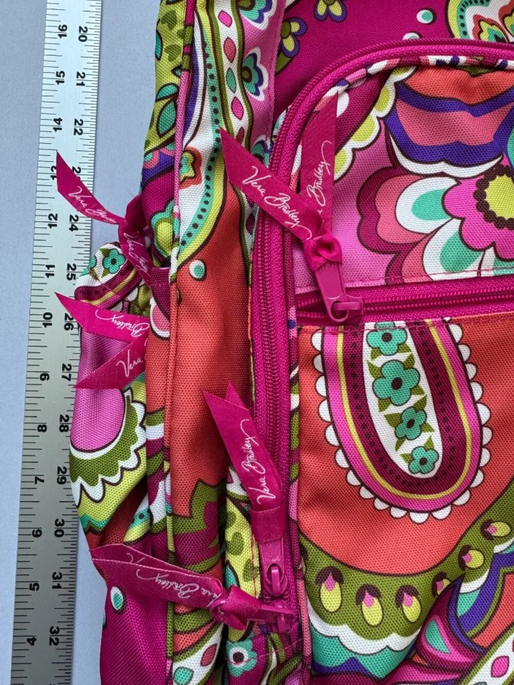 Vera Bradley Campus Backpack Retired Priscilla Pink Pattern Hot Pink Paisley - Picture 2 of 7